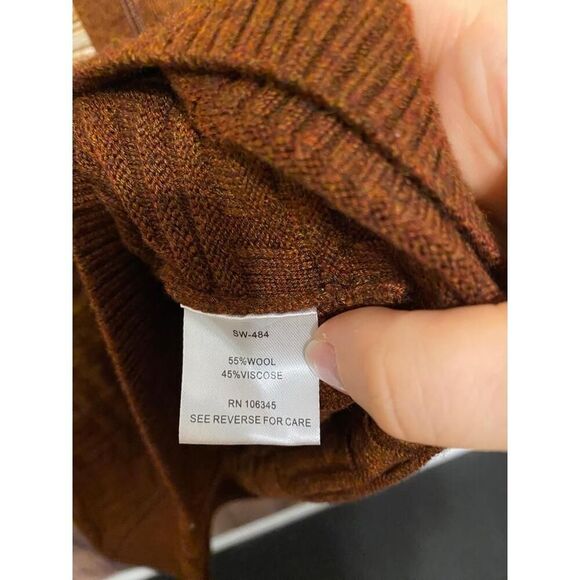 PRESTIGE ORIGINAL L Wool Hooded Sweater Knit Jacket Brown Cardigan zip up men’s - Picture 6 of 8